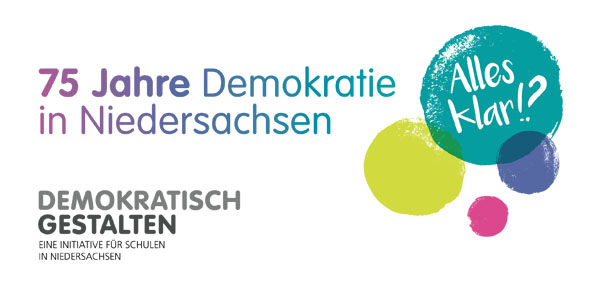 Logo "75 Jahre Demokratie in Niedersachsen - Alles klar!?"