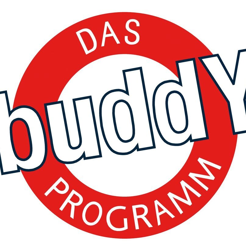 Roter Kreis mit Schriftzug: das Projekt, darüber geschrieben Buddy