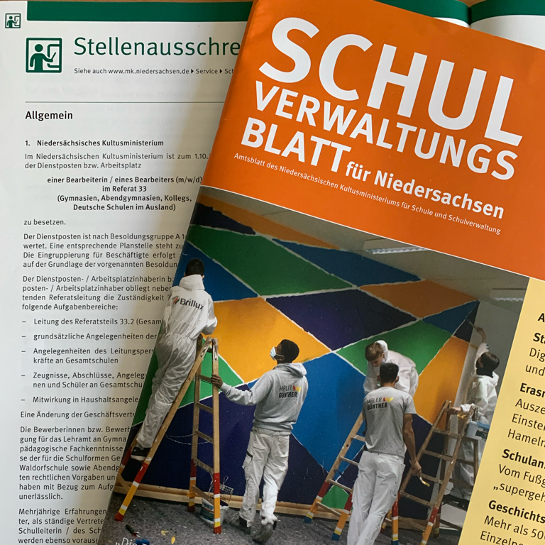 Titelbild und Bild Innenteil Stellen des Schulverwalrungsblattes